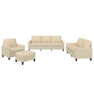 vidaXL 4 pcs conjunto de sof&aacute;s com almofad&otilde;es tecido cor creme