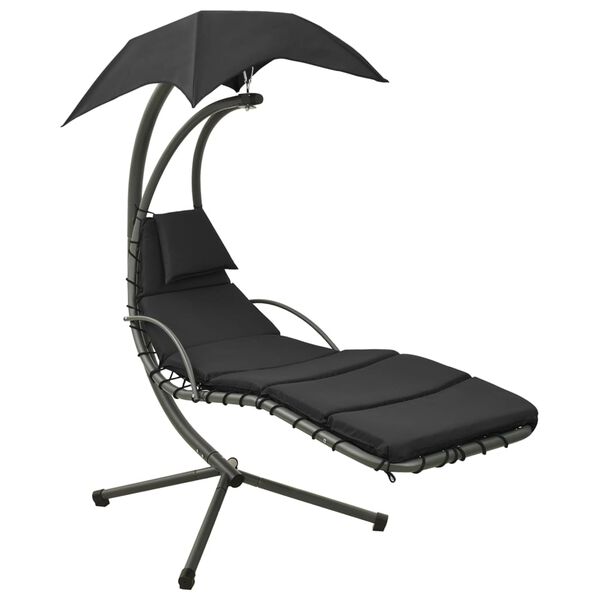 vidaXL Cadeira de baloi&ccedil;o p/ jardim 190x90x200cm tecido preto/cinzento