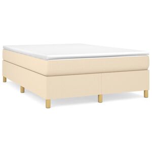vidaXL Estrutura de cama com molas 140x190 cm tecido cor creme