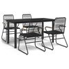 vidaXL Conjunto de jantar para jardim 5 pcs vime PVC preto