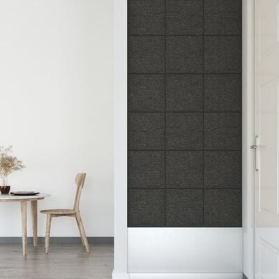 vidaXL Painel de parede 12 pcs 30x30cm tecido 1,08 m² cor cinza-escuro