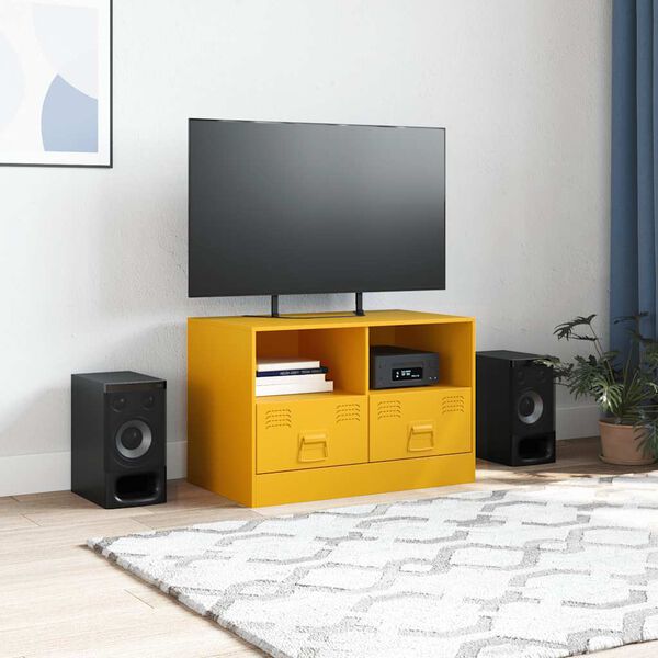 vidaXL M&oacute;vel de TV 67x39x44 cm a&ccedil;o amarelo mostarda