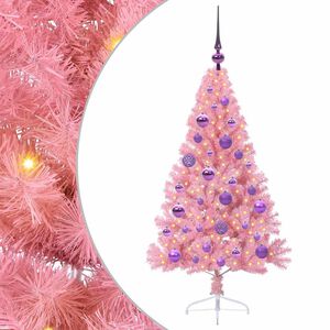 vidaXL &Aacute;rvore de Natal Artificial Pr&eacute;-iluminada Rosa 120 cm PVC