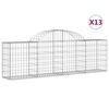 vidaXL Cestos gabi&atilde;o arqueados 13pcs 200x30x60/80 cm ferro galvanizado