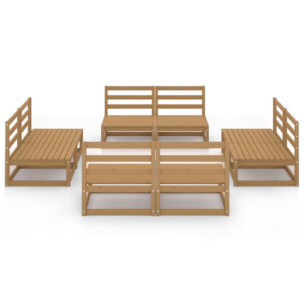vidaXL 8 pcs conjunto lounge de jardim pinho maci&ccedil;o castanho mel
