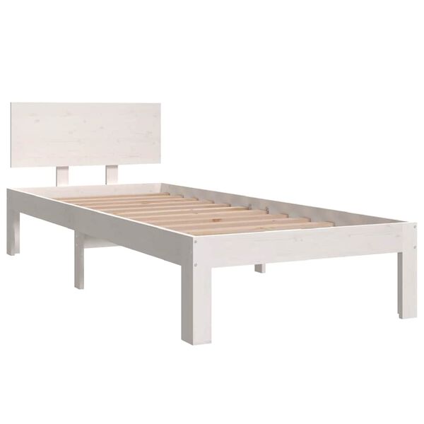 vidaXL Estrutura cama pequena solteiro 75x190 cm madeira maci&ccedil;a branco