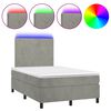vidaXL Cama box spring colch&atilde;o LED 120x190 cm couro artif. cinza-claro