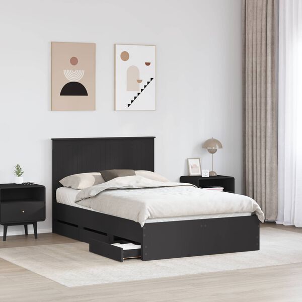 vidaXL Estrutura da Cama Preto 120 x 190 cm Madeira de Engenharia