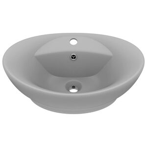vidaXL Lavat&oacute;rio luxuoso oval 58,5x39 cm cer&acirc;mica cinza-claro mate