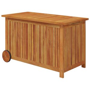 vidaXL Caixa arruma&ccedil;&atilde;o jardim c/rodas 90x50x58cm madeira ac&aacute;cia maci&ccedil;a