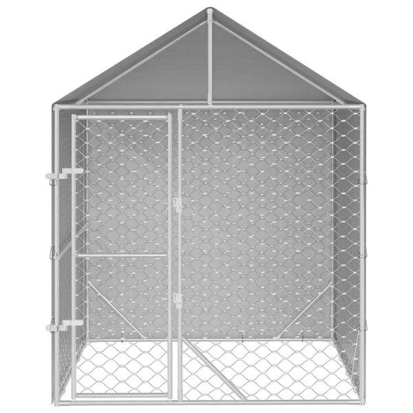 vidaXL Canil de exterior com teto 2x2x2,5m a&ccedil;o galvanizado prateado