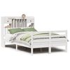 vidaXL Cama com estante sem colch&atilde;o 135x190 cm pinho maci&ccedil;o branco