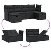 vidaXL 6 pcs conjunto sof&aacute;s de jardim c/ almofad&otilde;es vime PE preto