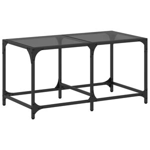 vidaXL Mesa de centro com topo em vidro preto 78,5x40x40 cm a&ccedil;o