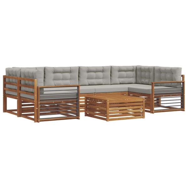 vidaXL Conjunto de Sof&aacute;s para Exterior 7 pcs Cinza Natural e Claro
