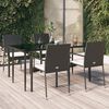vidaXL 5 pcs conjunto de jantar p/ jardim c/ almofad&otilde;es vime PE preto