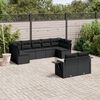 vidaXL 9 pcs conjunto de sof&aacute;s p/ jardim c/ almofad&otilde;es vime PE preto