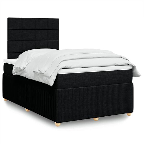 vidaXL Cama boxspring com colch&atilde;o 120x190 cm tecido preto