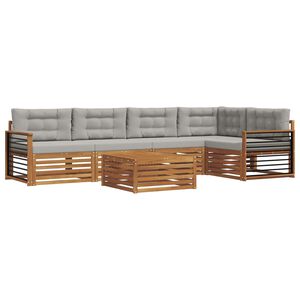 vidaXL Conjunto de Sof&aacute;s para Exterior 6 pcs Cinza Natural e Claro