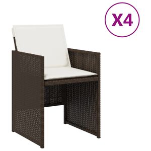 vidaXL Cadeiras de jardim com almofad&otilde;es 4 pcs vime PE castanho