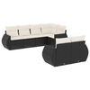 vidaXL 7 pcs conjunto de sof&aacute;s p/ jardim c/ almofad&otilde;es vime PE preto