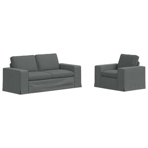 vidaXL Conjunto de Sof&aacute;s 2 unid. Cinza Escuro tecido