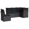 vidaXL 5 pcs conjunto sof&aacute;s de jardim com almofad&otilde;es vime PE preto
