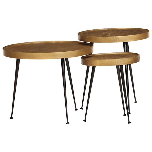 vidaXL Mesas de centro 3 pcs derivados de madeira dourado