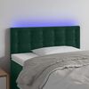 vidaXL Cabeceira de cama c/ luzes LED veludo 90x5x78/88cm verde-escuro