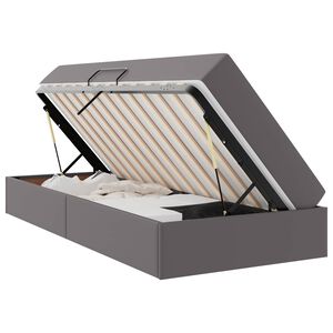 vidaXL Cama com arruma&ccedil;&atilde;o e colch&atilde;o 2 unid. Cinzeto Couro