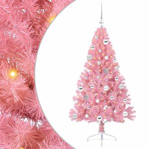 vidaXL &Aacute;rvore de Natal Artificial Pr&eacute;-iluminada Rosa 150 cm PVC