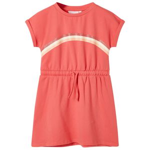 Vestido de crian&ccedil;a com cord&atilde;o cor coral 104