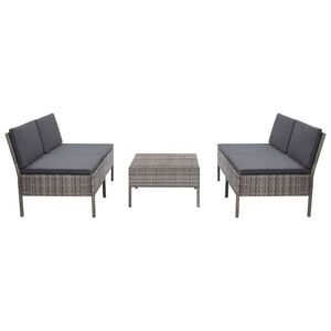 vidaXL 5 pcs conjunto sof&aacute;s de jardim c/ almofad&otilde;es vime PE cinzento