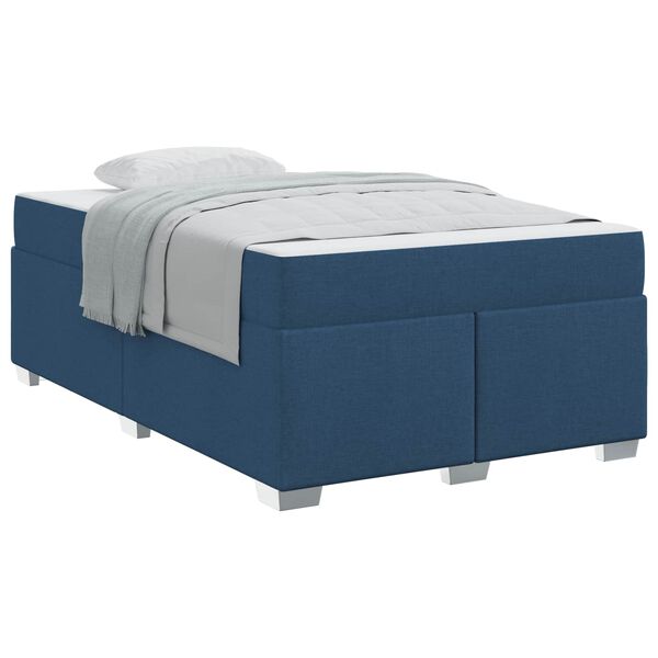 vidaXL Estrutura da Cama com colch&atilde;o Azul 120 x 190 cm tecido