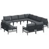 vidaXL Conjunto de Sof&aacute; de Jardim 11 unid. Preto A&ccedil;o