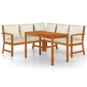 vidaXL 4 pcs conj. jantar jardim c/ almofad&otilde;es madeira ac&aacute;cia maci&ccedil;a