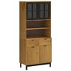 vidaXL Arm&aacute;rio alto c/ portas de vidro FLAM 80x40x180 cm pinho maci&ccedil;o