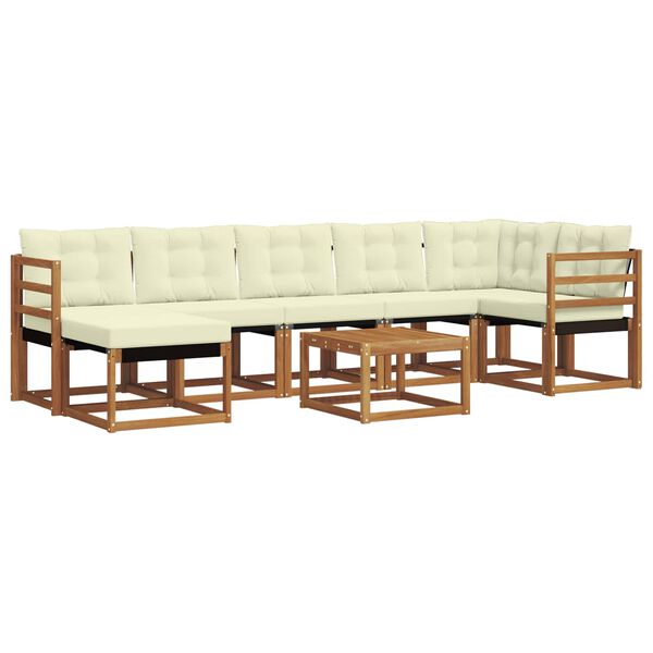 vidaXL Conjunto de Sof&aacute;s para Exterior 8 pcs Natural e Creme