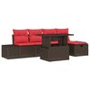 vidaXL Conjunto de Sof&aacute; de Jardim 6 unid. Castanho vime PE