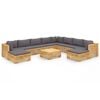 vidaXL 11 pcs conjunto lounge jardim c/ almofad&otilde;es madeira teca maci&ccedil;a