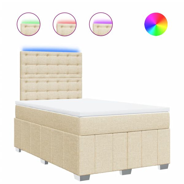 vidaXL Cama boxspring com colch&atilde;o 120x190 cm tecido cor creme