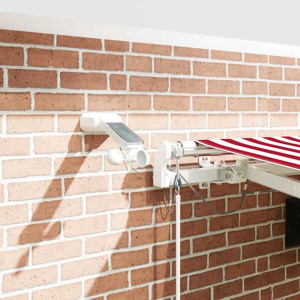 vidaXL Toldo Retr&aacute;til Vermelho e Branco 450 &times; 350 cm Tecido e Metal