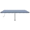 vidaXL Toldo autom. com LED e sensor de vento 500x350 cm azul/branco