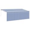 vidaXL Toldo Retr&aacute;til Manual Azul e branco 350 x 200 cm Tecido e metal
