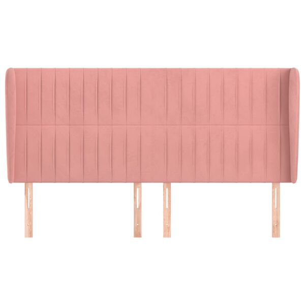 vidaXL Cabeceira cama c/ abas veludo 203x23x118/128 cm rosa