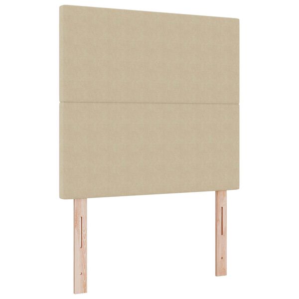 vidaXL Cabeceira LED com cabeceira Manual Cinza Verde 100 cm Poli&eacute;ster