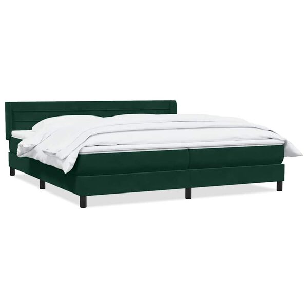 vidaXL Cama com molas/colch&atilde;o 180x210 cm veludo verde-escuro