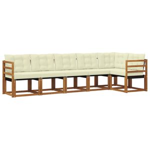 vidaXL Conjunto de Sof&aacute;s para Exterior 6 pcs Natural e Creme