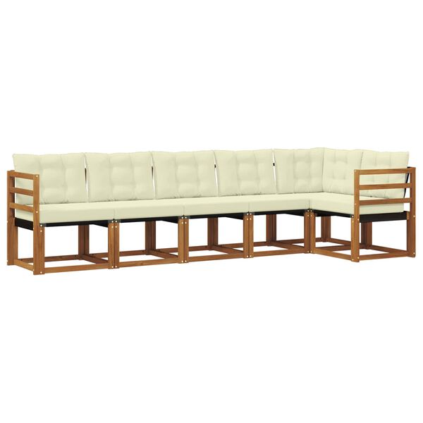 vidaXL Conjunto de Sof&aacute;s para Exterior 6 pcs Natural e Creme