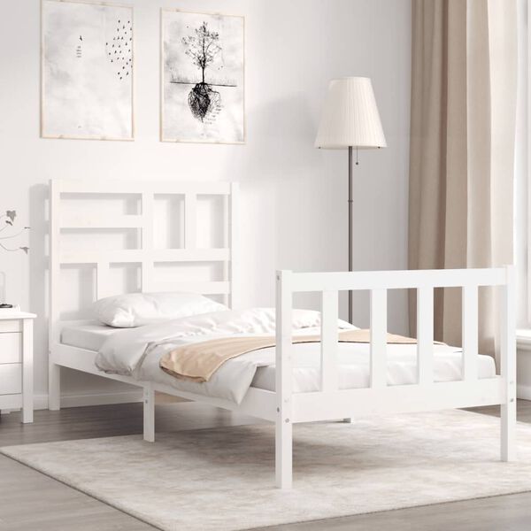 vidaXL Cama sem colchão 90x200 cm madeira de pinho maciça branco